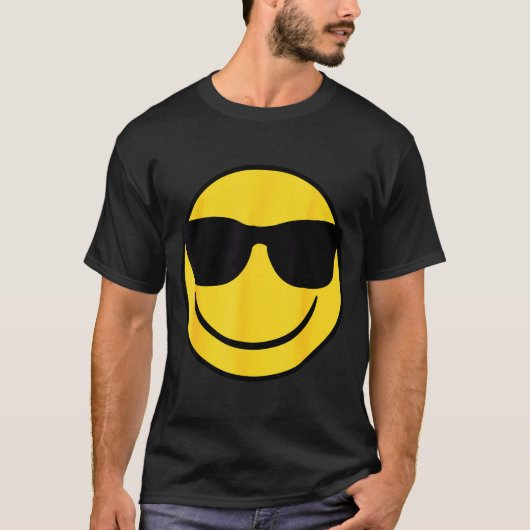 公式絵文字 レトロサングラス イエロー スマイル フェイス Tシャツ (正面)
