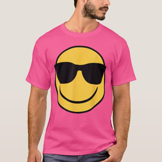 公式絵文字 レトロ サングラス 黄色 笑顔 Tシャツ (正面)