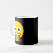 公式絵文字 虹色の口 黄色い笑顔 コーヒーマグカップ (正面左)
