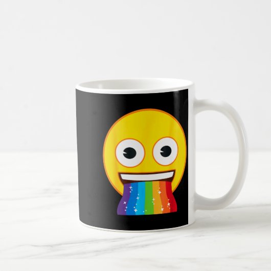 公式絵文字 虹色の口 黄色い笑顔 コーヒーマグカップ (右)