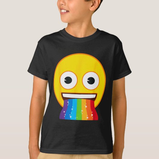 公式絵文字 虹色の口 黄色い笑顔 Tシャツ (正面)