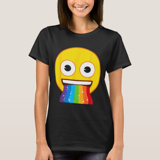 公式絵文字 虹色の口 黄色い笑顔 Tシャツ (正面)
