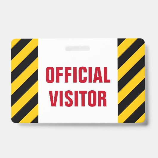 「公式訪問者」 +黒と黄色のストライプバッジ バッジ (表面)