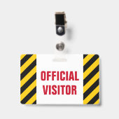 「公式訪問者」 +黒と黄色のストライプバッジ バッジ (クリップ付き表面)