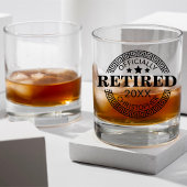 公式退職した名前をカスタムする&日付ギリシャ鍵 ウイスキーグラス