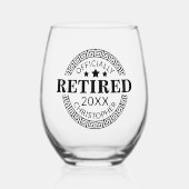 公式退職した名前をカスタムする&日付ギリシャ鍵 ステムなしワイングラス (正面)