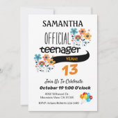 公式10代の若者ガールバースデーパーティーの招待 招待状 (正面)