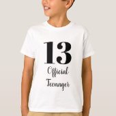 公式10代の若者第13番誕生日白黒カスタム Tシャツ (正面)