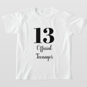 公式10代の若者第13番誕生日白黒カスタム Tシャツ