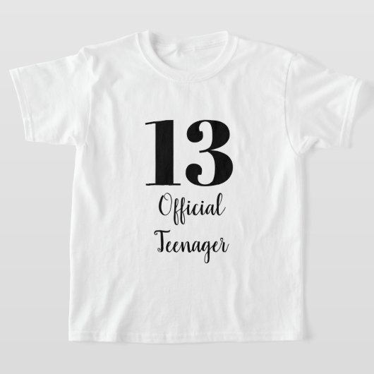 公式10代の若者第13番誕生日白黒カスタム Tシャツ (レイダウン)