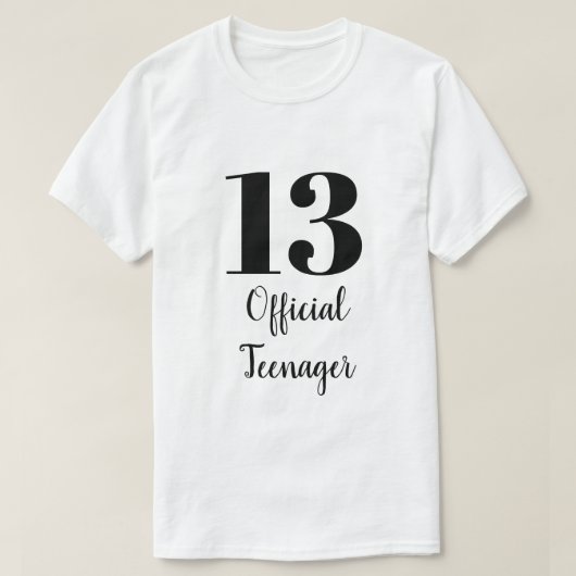 公式10代の若者第13番誕生日白黒カスタム Tシャツ (デザイン正面)