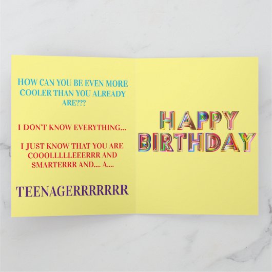 公式10代の若者13番目の誕生日カード カード (内部)