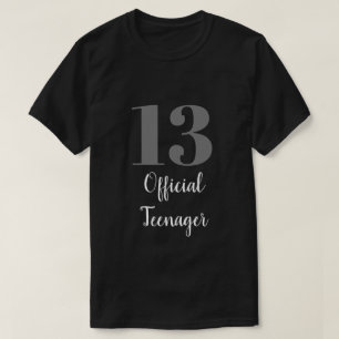 公式10代の若者13th誕生日グレーホワイトブラック tシャツ