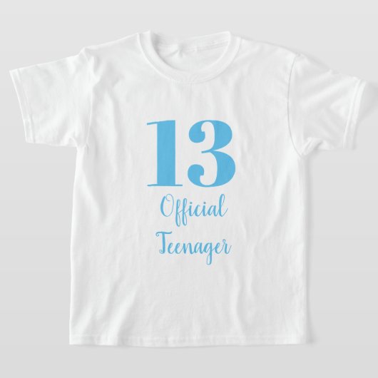 公式10代の若者13th誕生日スカイブルーホワイト tシャツ (レイダウン)