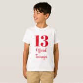 公式10代の若者13th誕生日レッドホワイトカスタム tシャツ (正面フル)