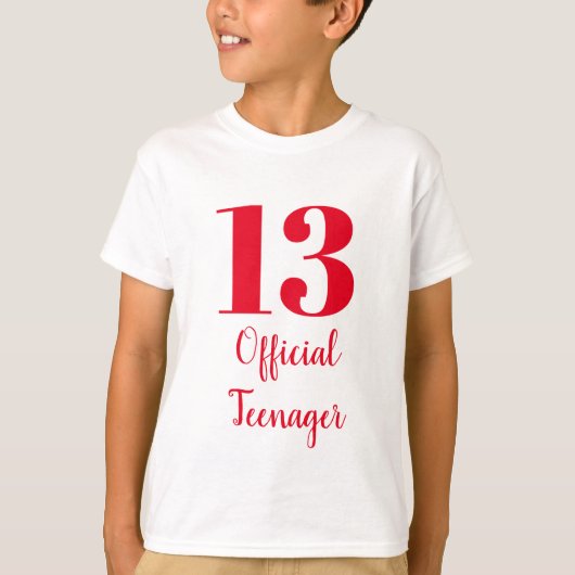 公式10代の若者13th誕生日レッドホワイトカスタム tシャツ (正面)
