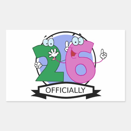 公式26誕生日ロゴ 長方形シール (正面)