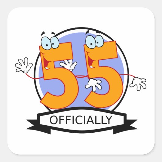 公式55誕生日バナー スクエアシール (正面)