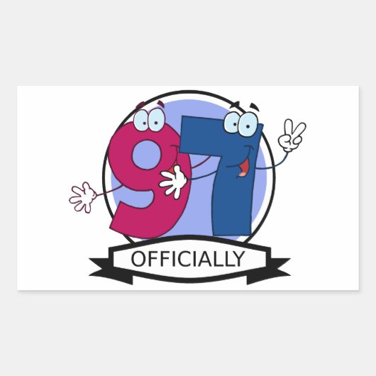 公式97誕生日バナー 長方形シール (正面)