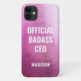 公式Badass CEOシックメタリックパープルネーム iPhone 11 ケース