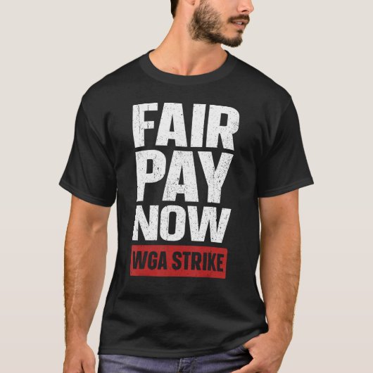 公正な報酬を今 作家組合ストライキ 反AIチャットボット Tシャツ (正面)