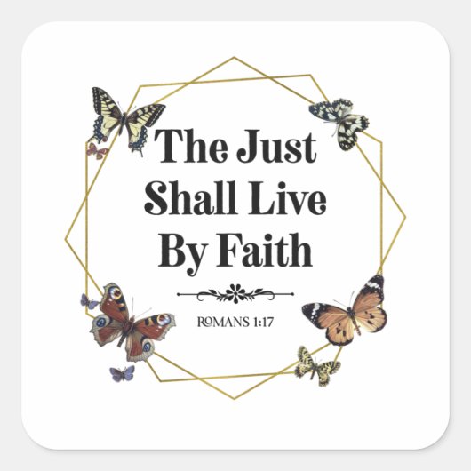 公正は信仰聖書の引用文によって生きる スクエアシール (正面)