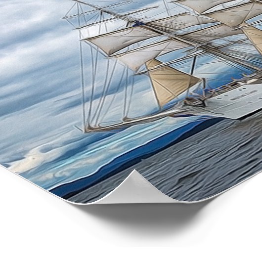 公海上の古絵画船 ポスター (角)