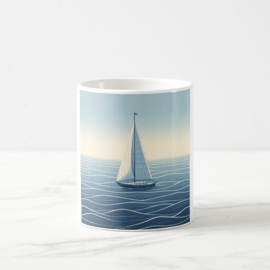 公海上の帆船 コーヒーマグカップ (中央)
