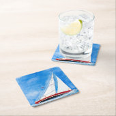 公海水彩帆船 スクエアペーパーコースター (インサイチュ)