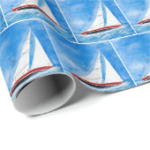 公海水彩帆船 ラッピングペーパー (ロールコーナー)