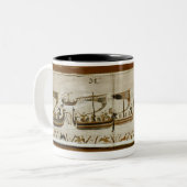 公爵ウィリアムおよび彼の艦隊の十字Pevensey ツートーンマグカップ (正面左)