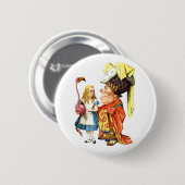 公爵夫人のア教えリスフラミンゴのクロケー 缶バッジ (正面&裏面)