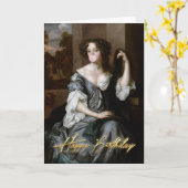 公爵夫人吹のピンク色のバブルガムハッピーバースデー カード (黄色い花)