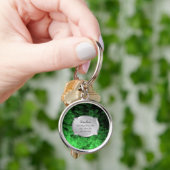 公爵夫人Green Leather Silver Plaqueのペットタグ キーホルダー (手)