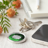 公爵夫人Green Leather Silver Plaqueのペットタグ キーホルダー (側面)