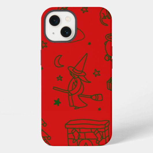 公現祭 クリスマス 魔女 ベファーナ 赤 iPhoneケース (裏面)