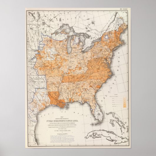公的債務、統計的な米国リトグラフ ポスター (正面)