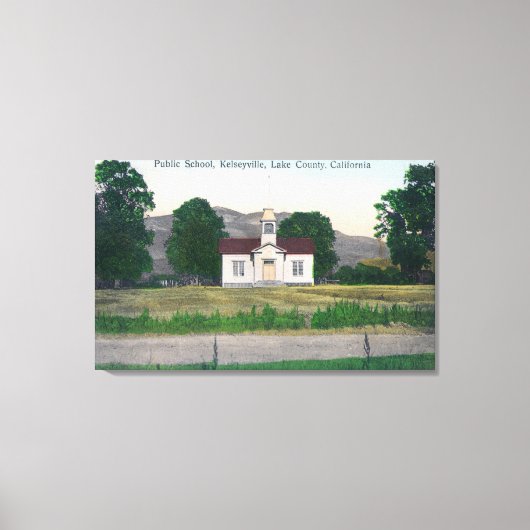 公立学校の外観 キャンバスプリント (正面)