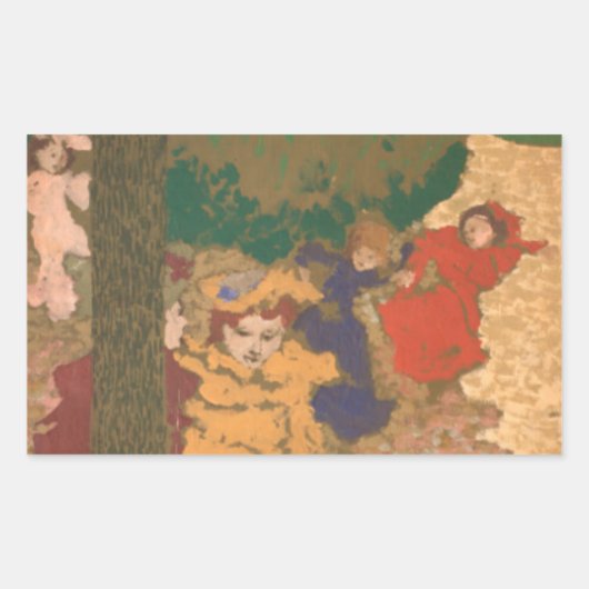 公苑:若い女の子遊たち 長方形シール (正面)