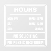 公衆のトイレの勧誘をしない事務時間 ウィンドウサイン (シート)