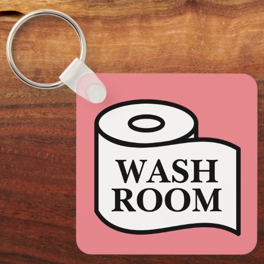 公衆洗浄室トイレ紙転がの記号の正方形 キーホルダー (正面)