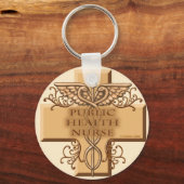 公衆衛生ナースカドゥセウス名前をカスタムするキーチェーン キーホルダー (正面)