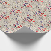 公衆電話ボックスが付いているロンドンのテーマの継ぎ目が無いパターン ラッピングペーパー (角)
