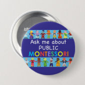 公衆MONTESSORIについて私に3つを円形ボタン頼んで下さい 缶バッジ (正面&裏面)
