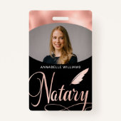 公証バラ金ゴールドタイポグラフィ写真 バッジ (正面)