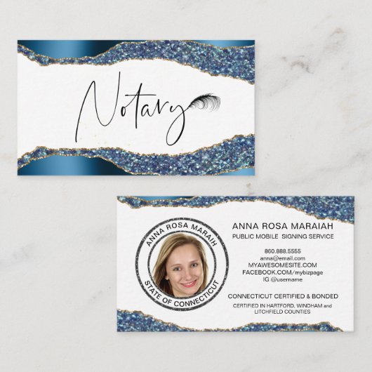 *~*公証フォトペンフェザー署名エージェントグリッター 名刺 (正面/裏面)