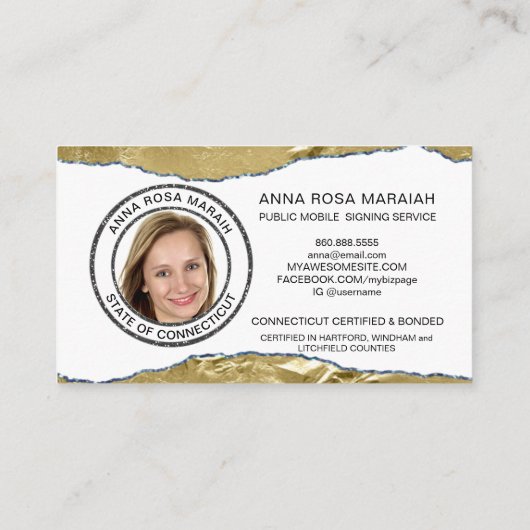 *~*公証フォトペンフェザー署名エージェント金ゴールド 名刺 (裏面)