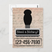 公証人に電話番号のラバースタンプが必要 ポストカード (正面/裏面)