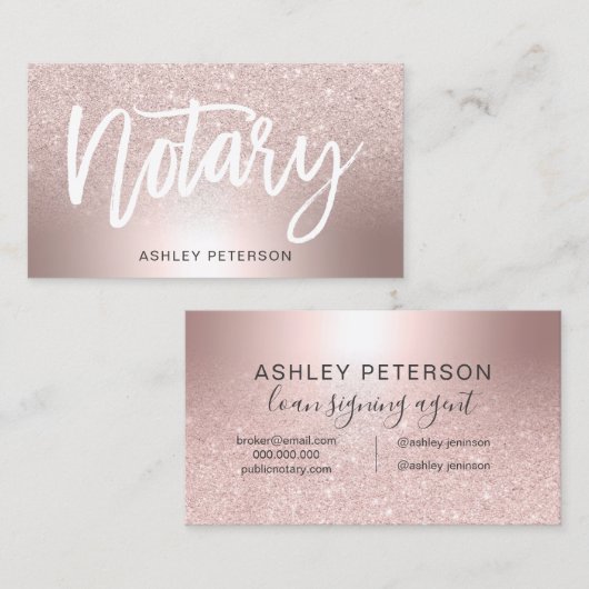 公証人のばら色の金ゴールドのグリッターのグラデーションな金属ホイル 名刺 (正面/裏面)