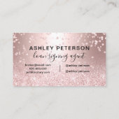 公証人のばら色の金ゴールドのグリッターの金属輝きの紙吹雪 名刺 (裏面)